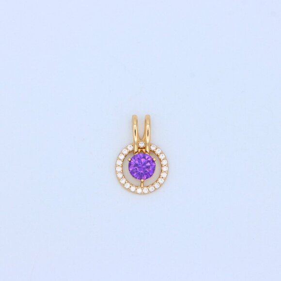 "Radiant Purple Halo Pendant in Gold Plated Brass with Crystal Ring, XPPT1711 - Picture 12 of 13